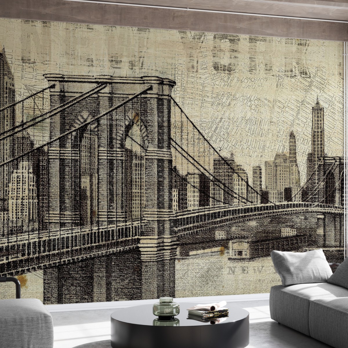 Fototapet Vintage New York Brooklyn Bridge, personalizat, Photowall