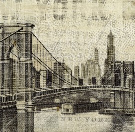 Fototapet Vintage New York Brooklyn Bridge, personalizat, Photowall