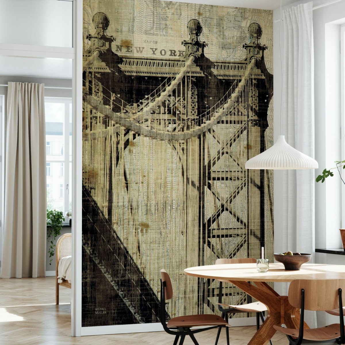 Fototapet Vintage New York Manhattan Bridge, personalizat, Photowall