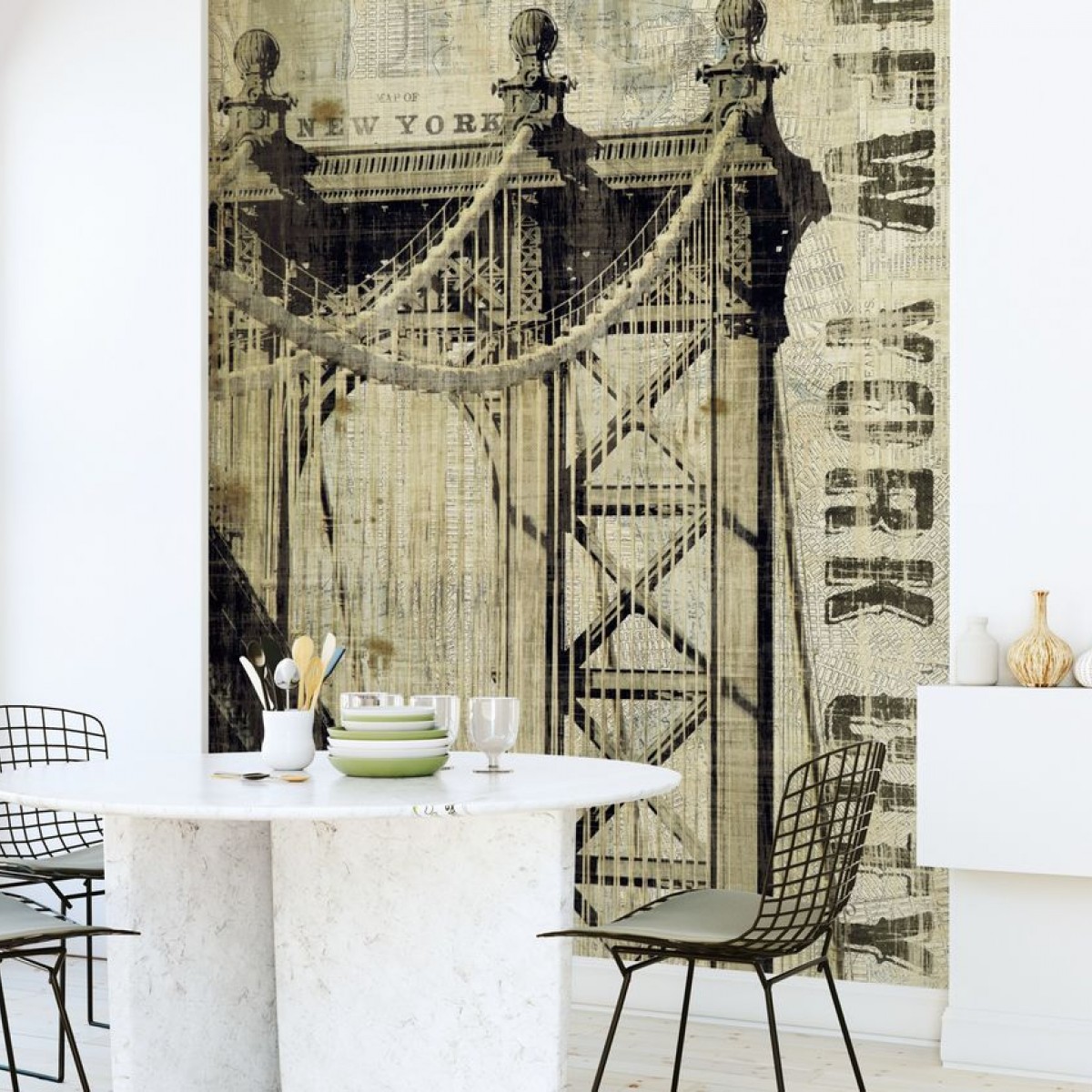 Fototapet Vintage New York Manhattan Bridge, personalizat, Photowall