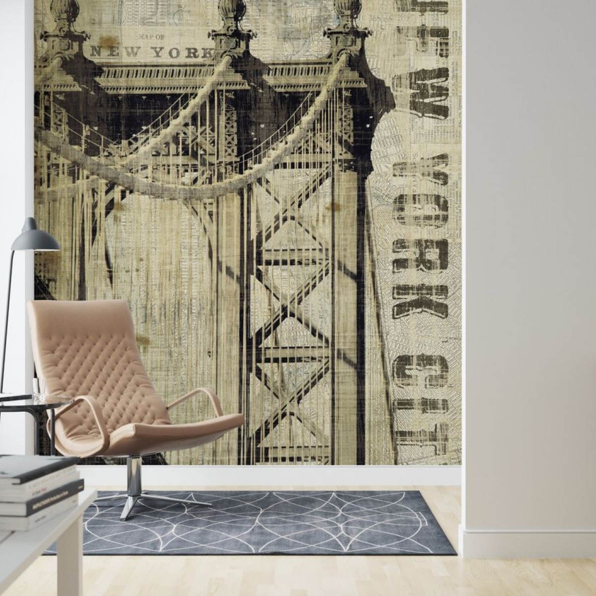 Fototapet Vintage New York Manhattan Bridge, personalizat, Photowall