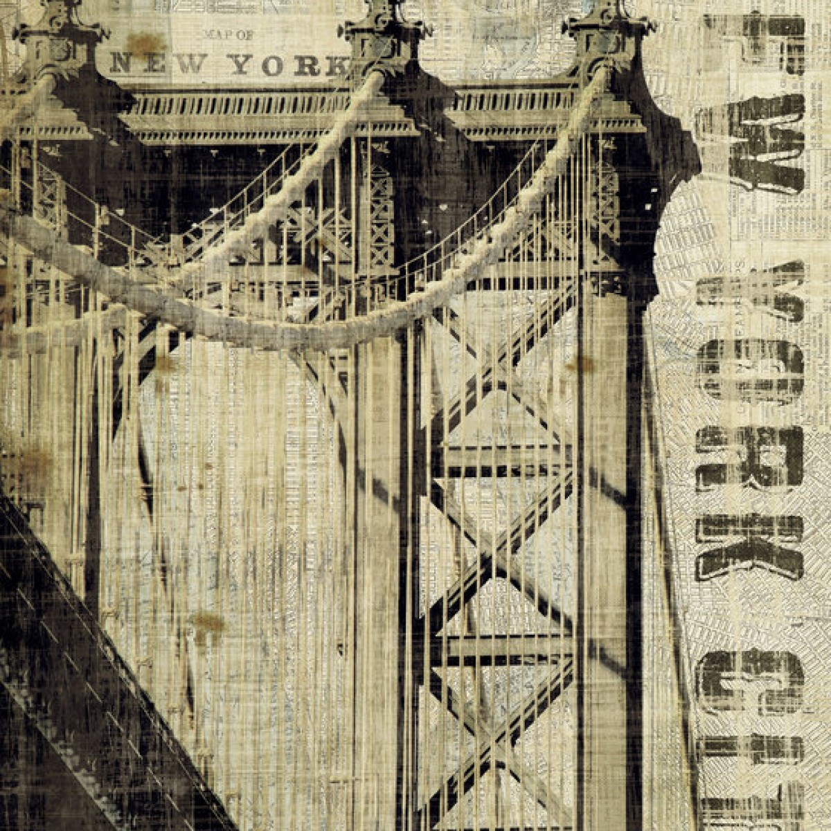 Fototapet Vintage New York Manhattan Bridge, personalizat, Photowall