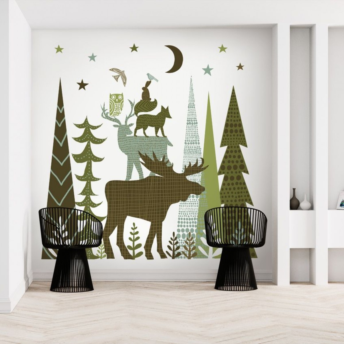 Fototapet Forest Folklore Green Animals 2, personalizat, Photowall
