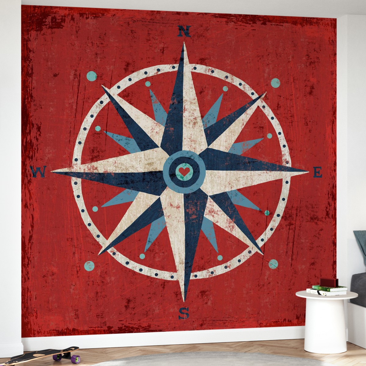 Fototapet Nautical Love Compass, personalizat, Photowall