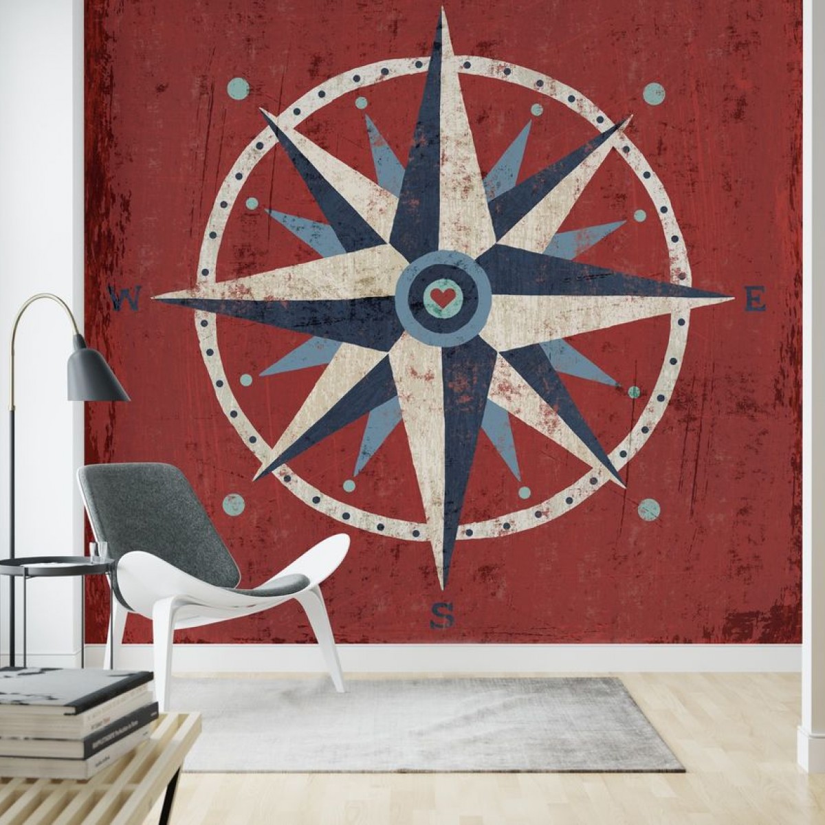 Fototapet Nautical Love Compass, personalizat, Photowall