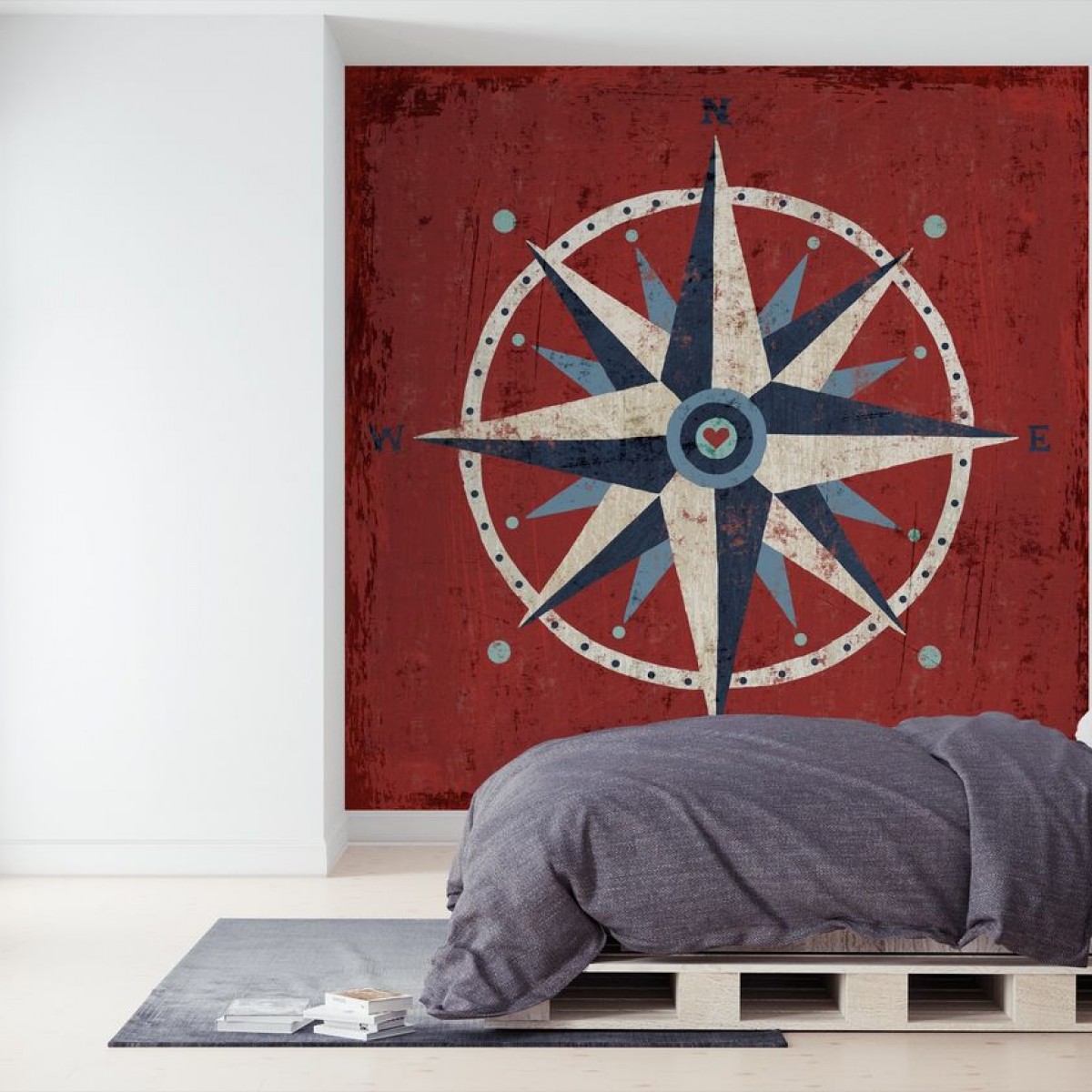 Fototapet Nautical Love Compass, personalizat, Photowall