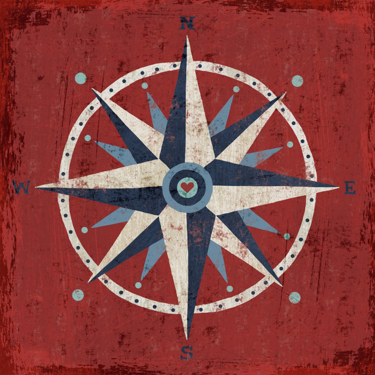 Fototapet Nautical Love Compass, personalizat, Photowall