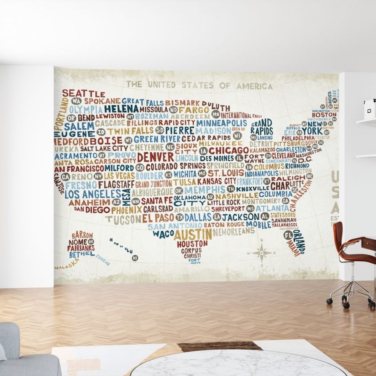 Fototapet US City Map, personalizat, Photowall