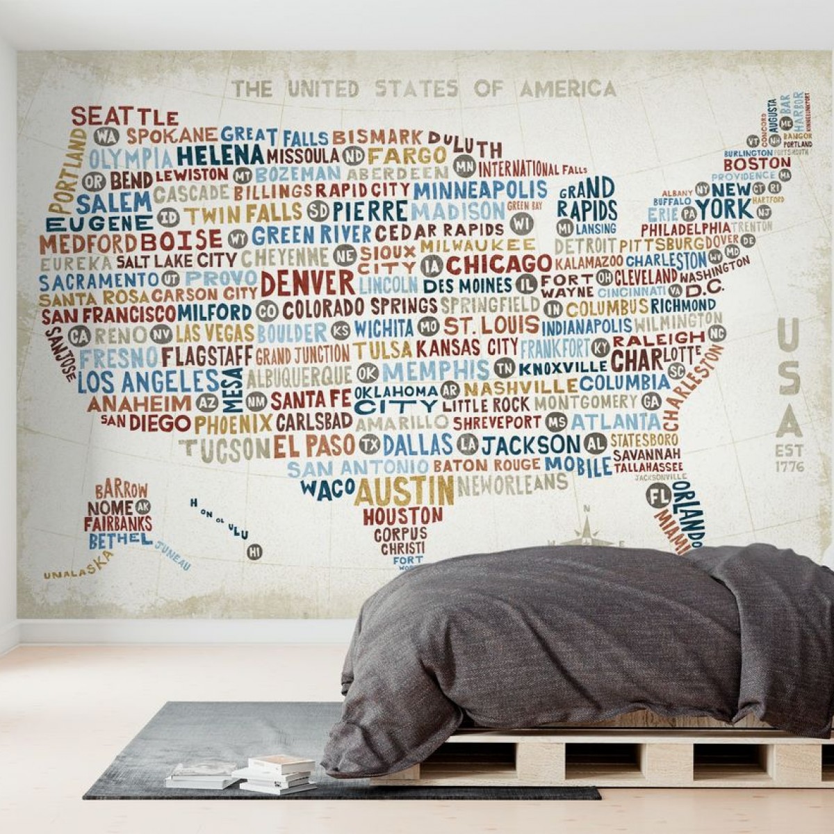 Fototapet US City Map, personalizat, Photowall
