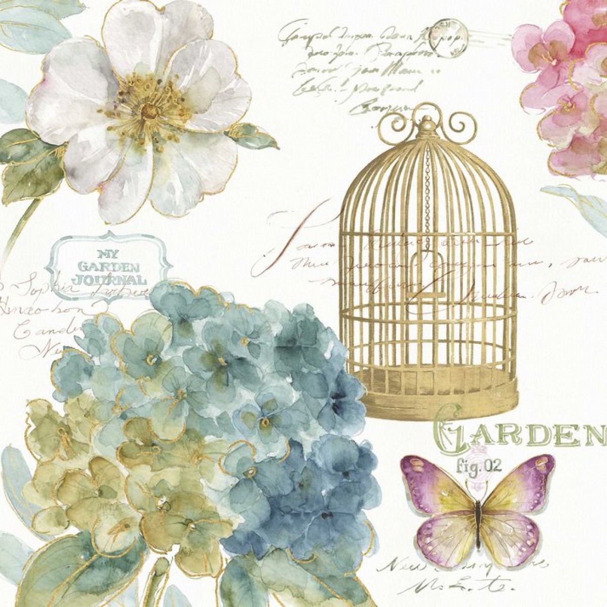 Fototapet Hydrangea Birdcage, personalizat, Photowall