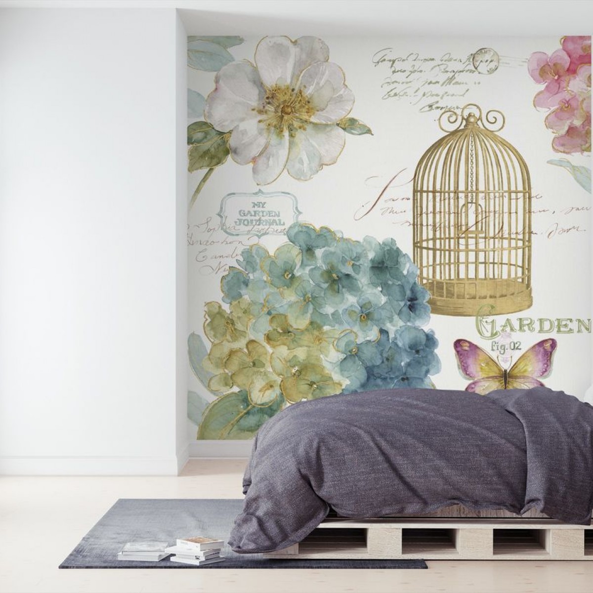 Fototapet Hydrangea Birdcage, personalizat, Photowall