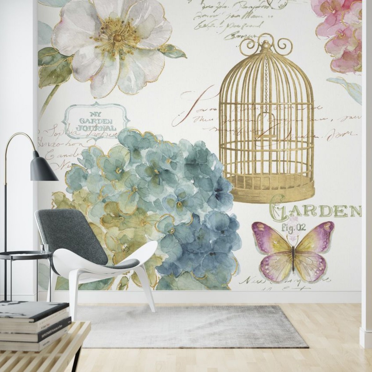 Fototapet Hydrangea Birdcage, personalizat, Photowall