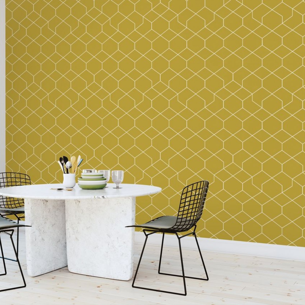 Fototapet Honeycomb Yellow, personalizat, Photowall, Fototapet living, Fototapet