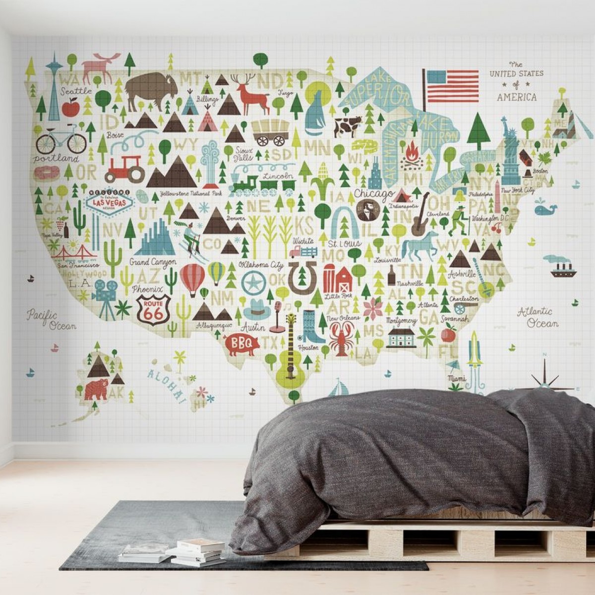 Fototapet Illustrated USA, personalizat, Photowall
