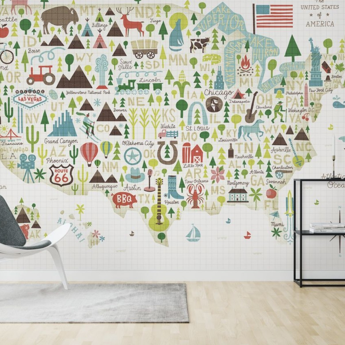 Fototapet Illustrated USA, personalizat, Photowall