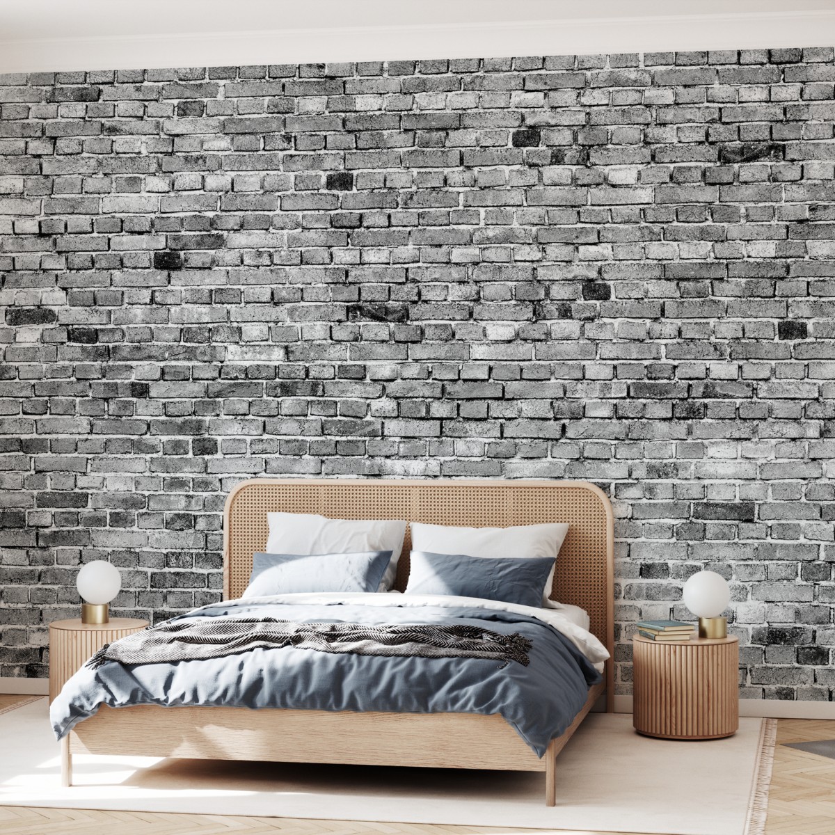 Fototapet Stockholm Brick Wall, Negru si Alb, Personalizat, Photowall, Fototapet bucătărie, Fototapet 