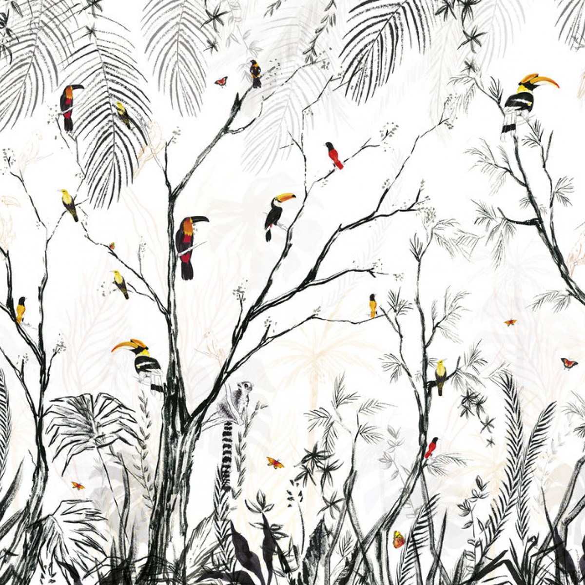 Fototapet Tropical Charcoal, personalizat, Photowall