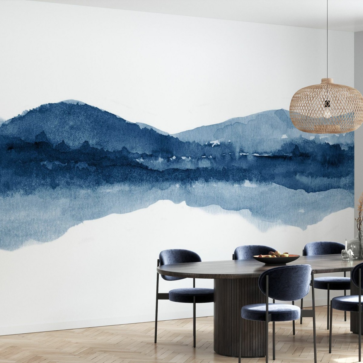 Fototapet Watercolor Landscape I, Navy Blue, personalizat, Photowall, Fototapet living, Fototapet