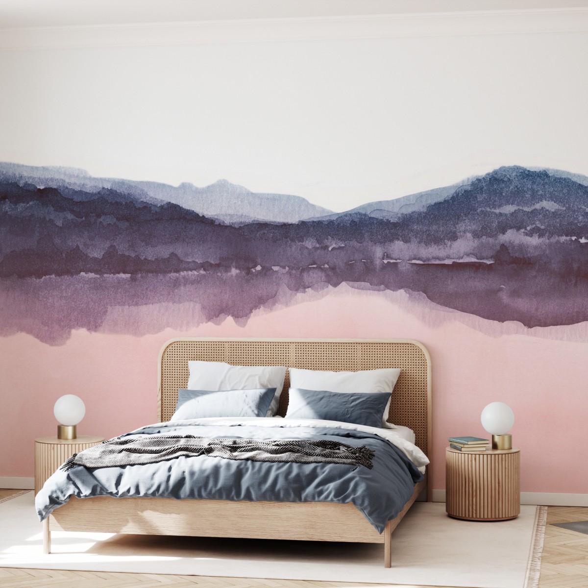 Fototapet Watercolor Landscape IV, Pink and Blue, personalizat, Photowall, Fototapet living, Fototapet