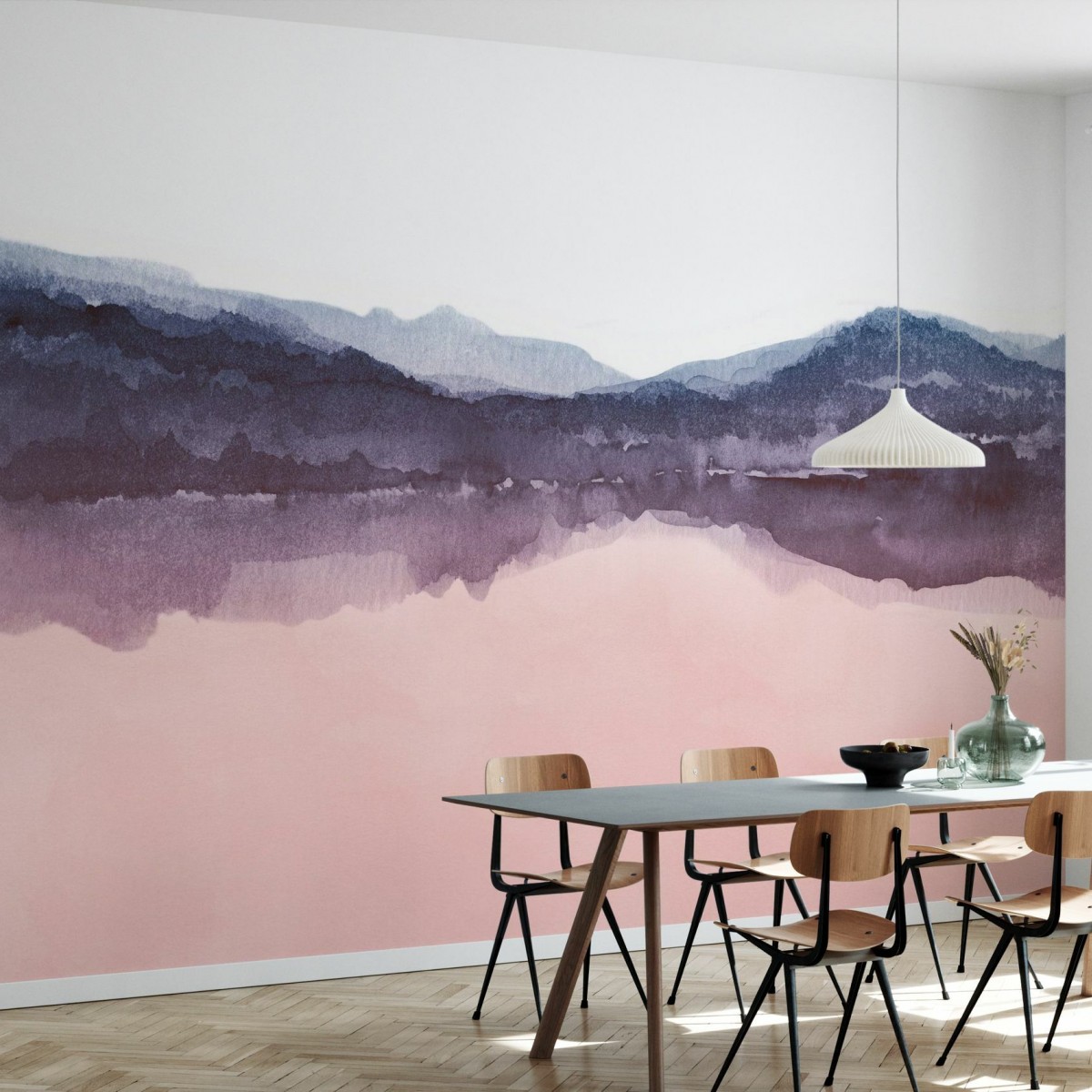 Fototapet Watercolor Landscape IV, Pink and Blue, personalizat, Photowall, Fototapet living, Fototapet