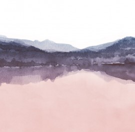 Fototapet Watercolor Landscape IV, Pink and Blue, personalizat, Photowall