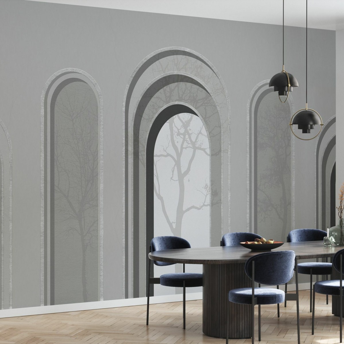 Fototapet Arch Adornment with Trees, Gray, Personalizat, Photowall, Fototapet living