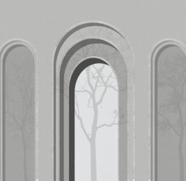 Fototapet Arch Adornment with Trees, Gray, Personalizat, Photowall