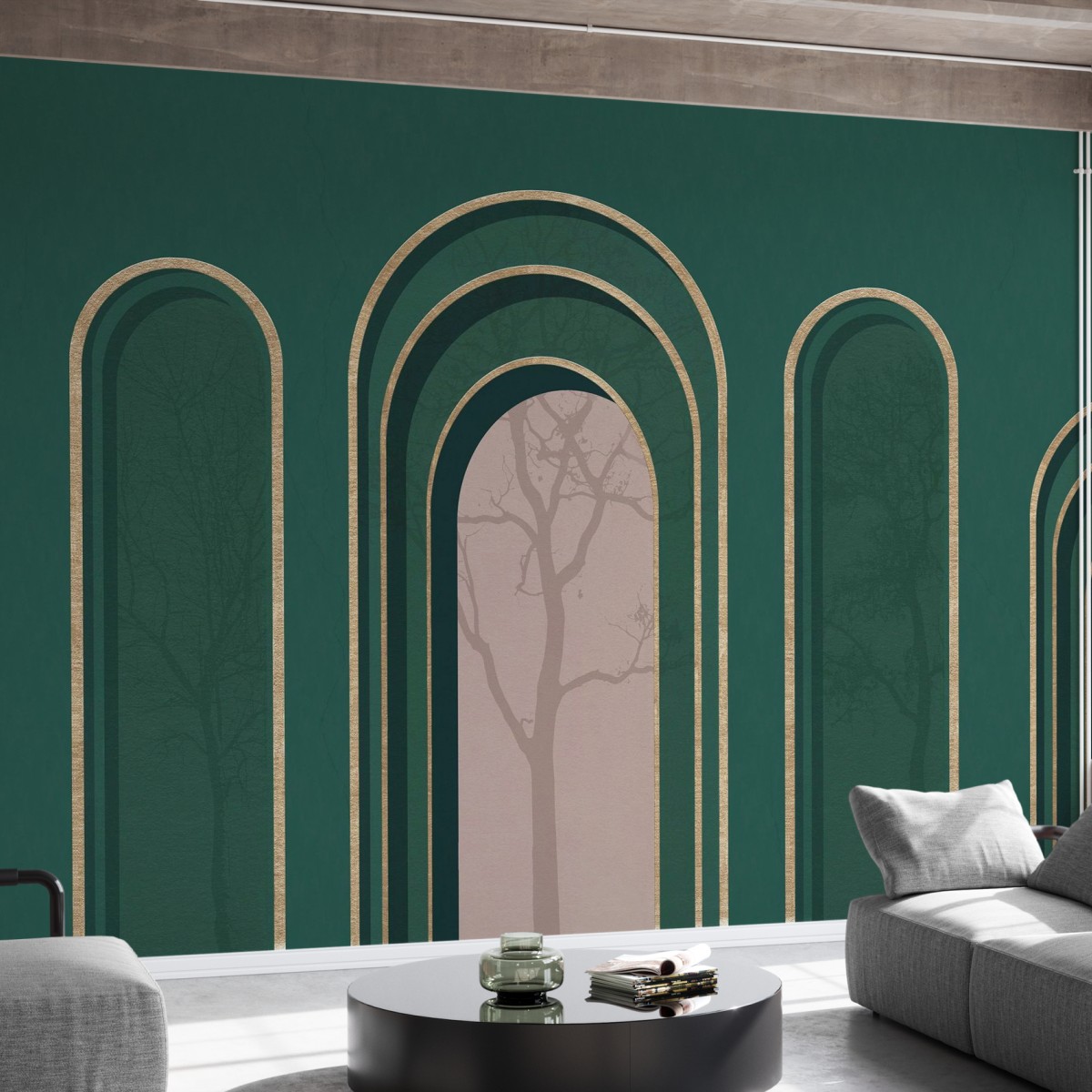 Fototapet Arch Adornment with Trees, Green, Personalizat, Photowall, Fototapet living