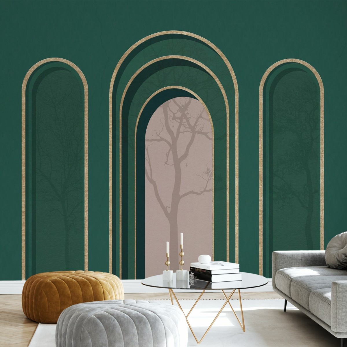 Fototapet Arch Adornment with Trees, Green, Personalizat, Photowall, Fototapet living 