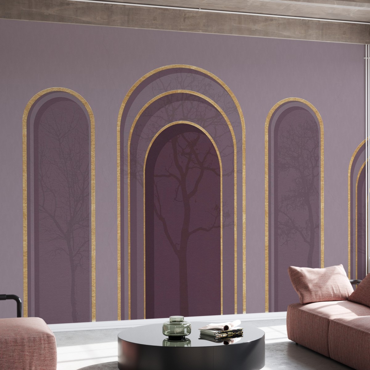 Fototapet Arch Adornment with Trees, Violet, Personalizat, Photowall, Fototapet living