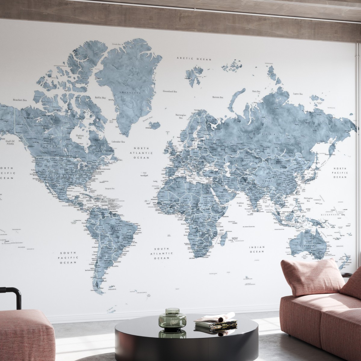 Fototapet World Map with Cities, personalizat, Photowall, Fototapet pentru copii, Fototapet 