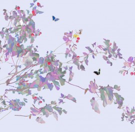 Fototapet Butterfly Twig on Paceful Blue, Personalizat, Photowall