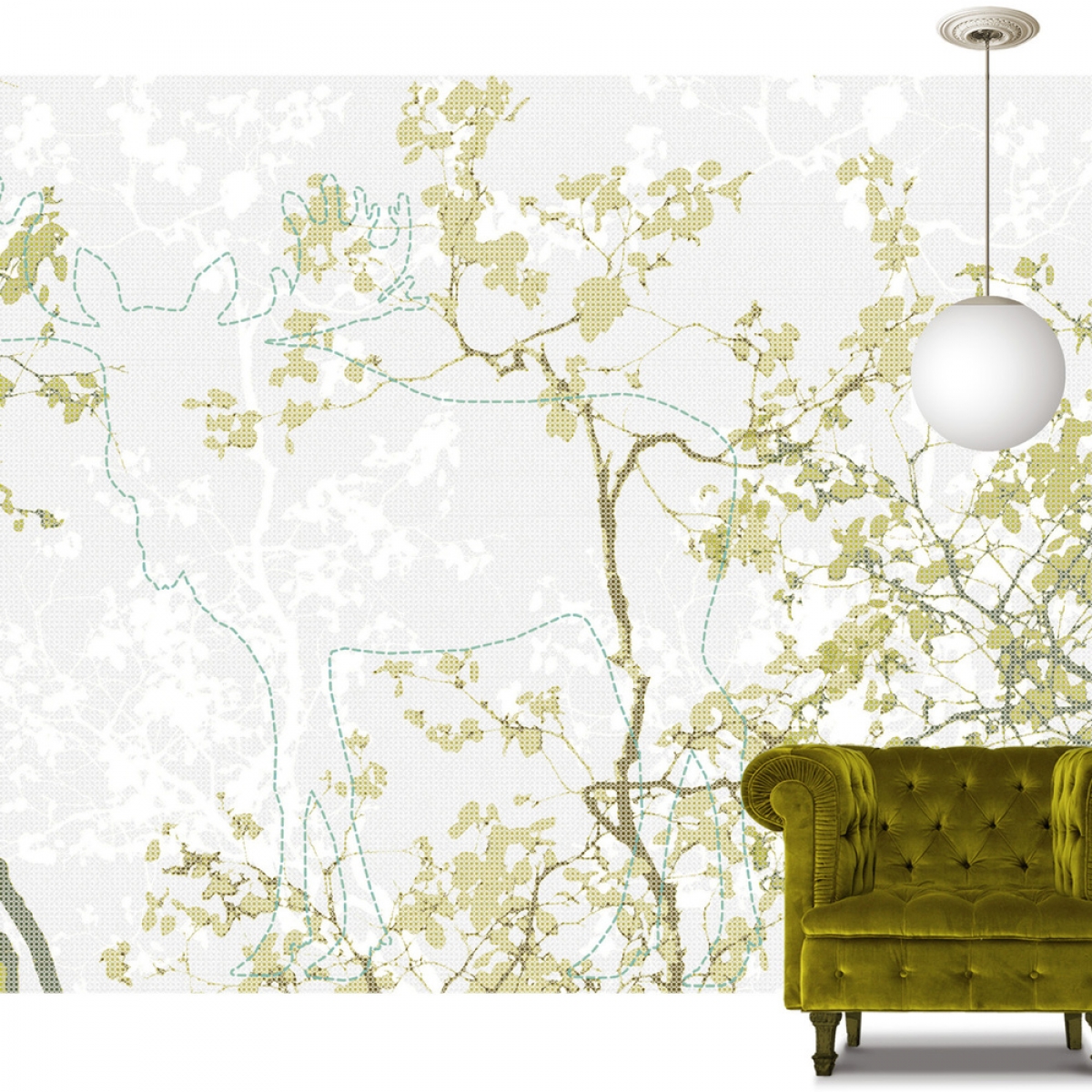 Fototapet Moose Memory - Olive, personalizat, Photowall