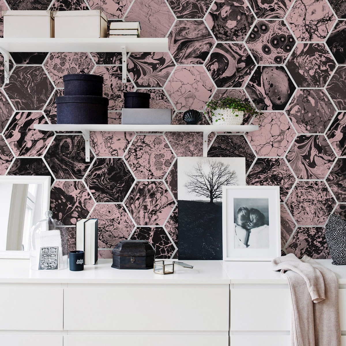 Fototapet Mixed Memories, Dusty Pink, personalizat, Rebel Walls