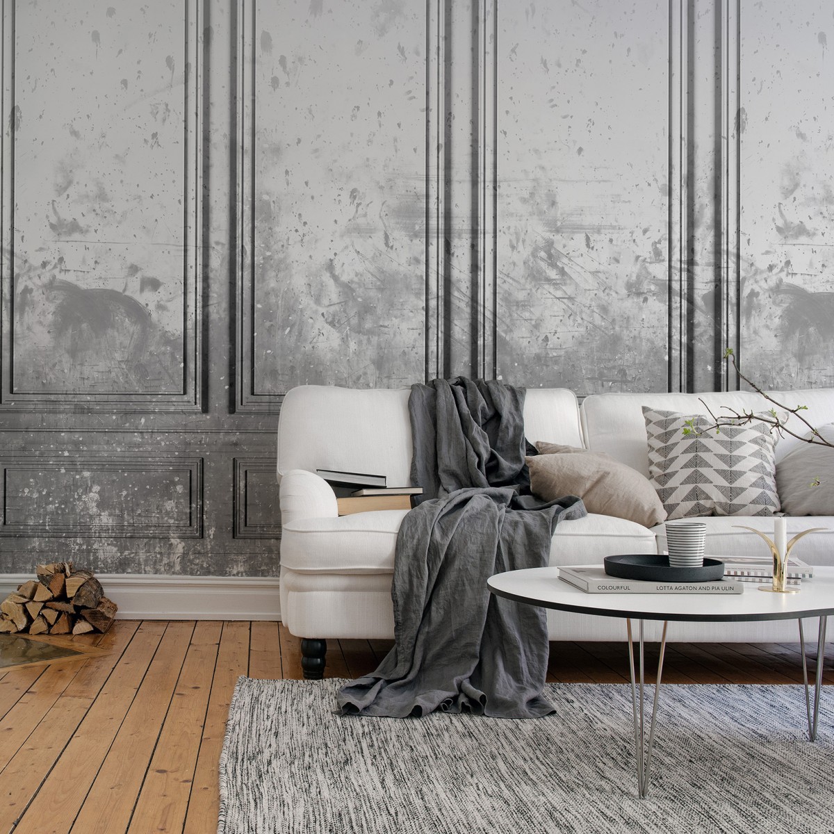 Foto tapet 3D Patinated Panels, Smoke, personalizat, Rebel Walls