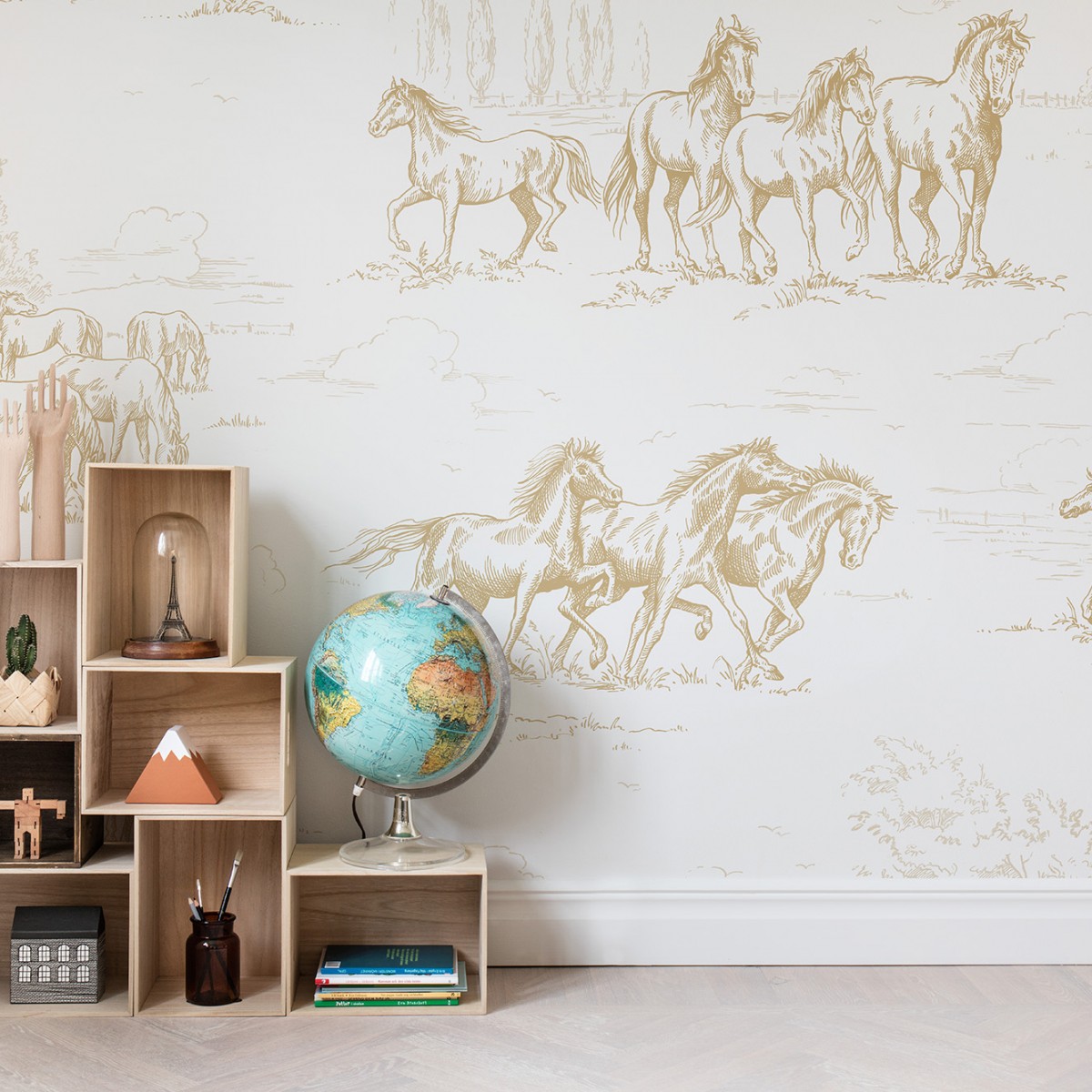 Fototapet Herghelie de cai, Gold, personalizat, Rebel Walls