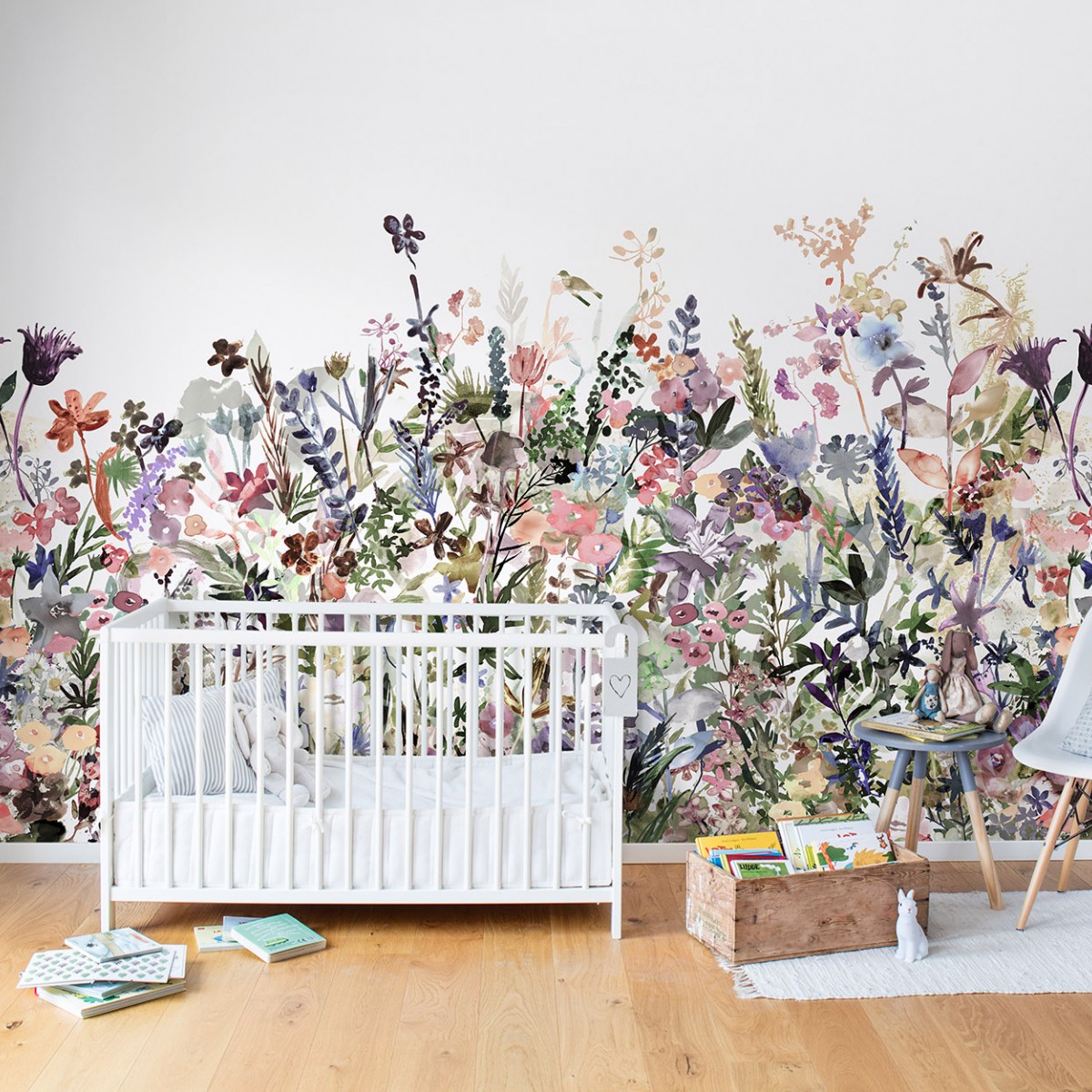 Fototapet Câmpia cu flori, Pastel, personalizat, Rebel Walls, Fototapet pentru copii 