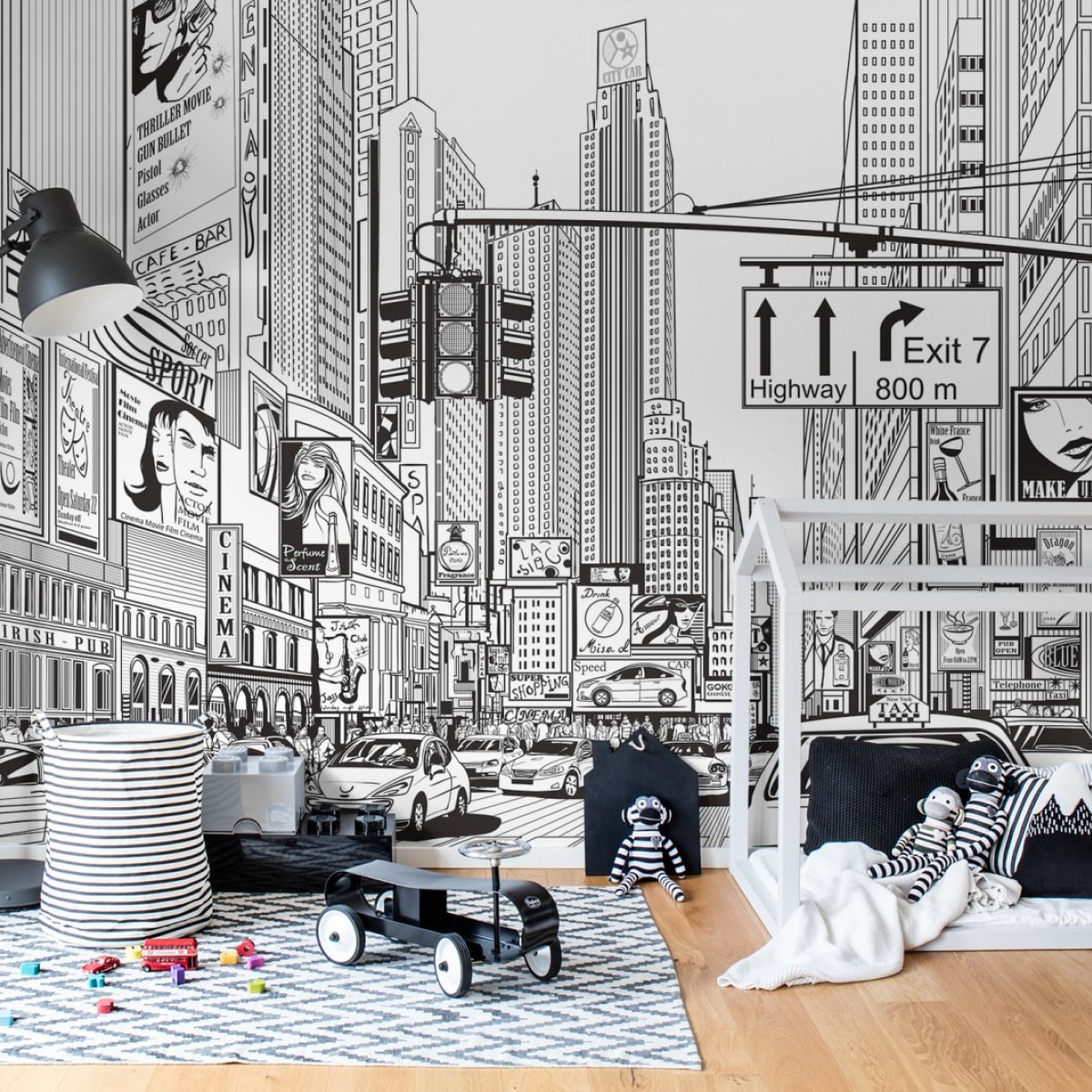 Fototapet Cartoon City - Alb, personalizat, Rebel Walls