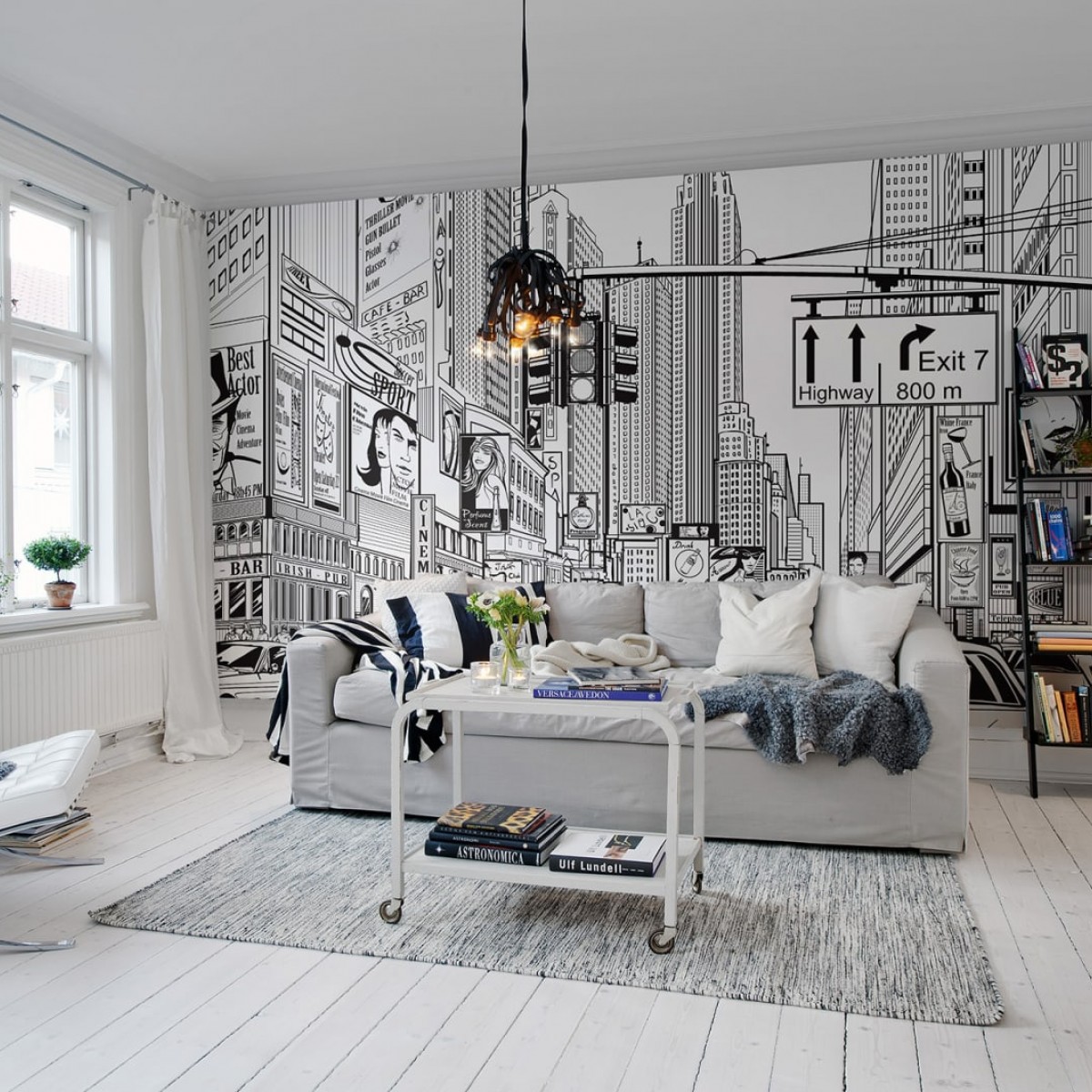 Fototapet Cartoon City - Alb, personalizat, Rebel Walls