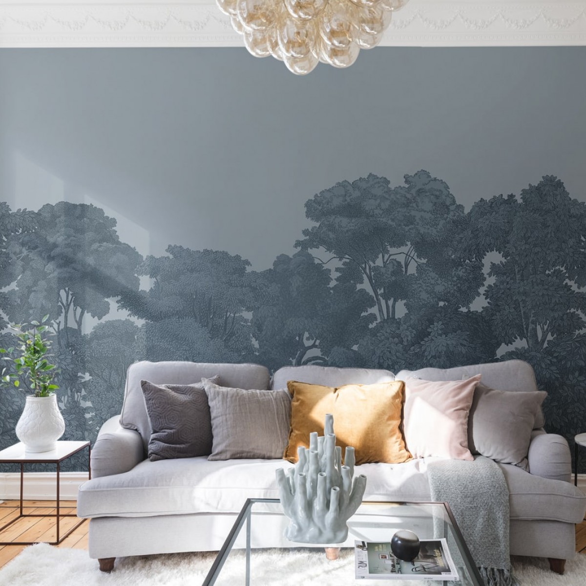 Foto tapet 3D Bellewood, Solid Blue personalizat, Rebel Walls