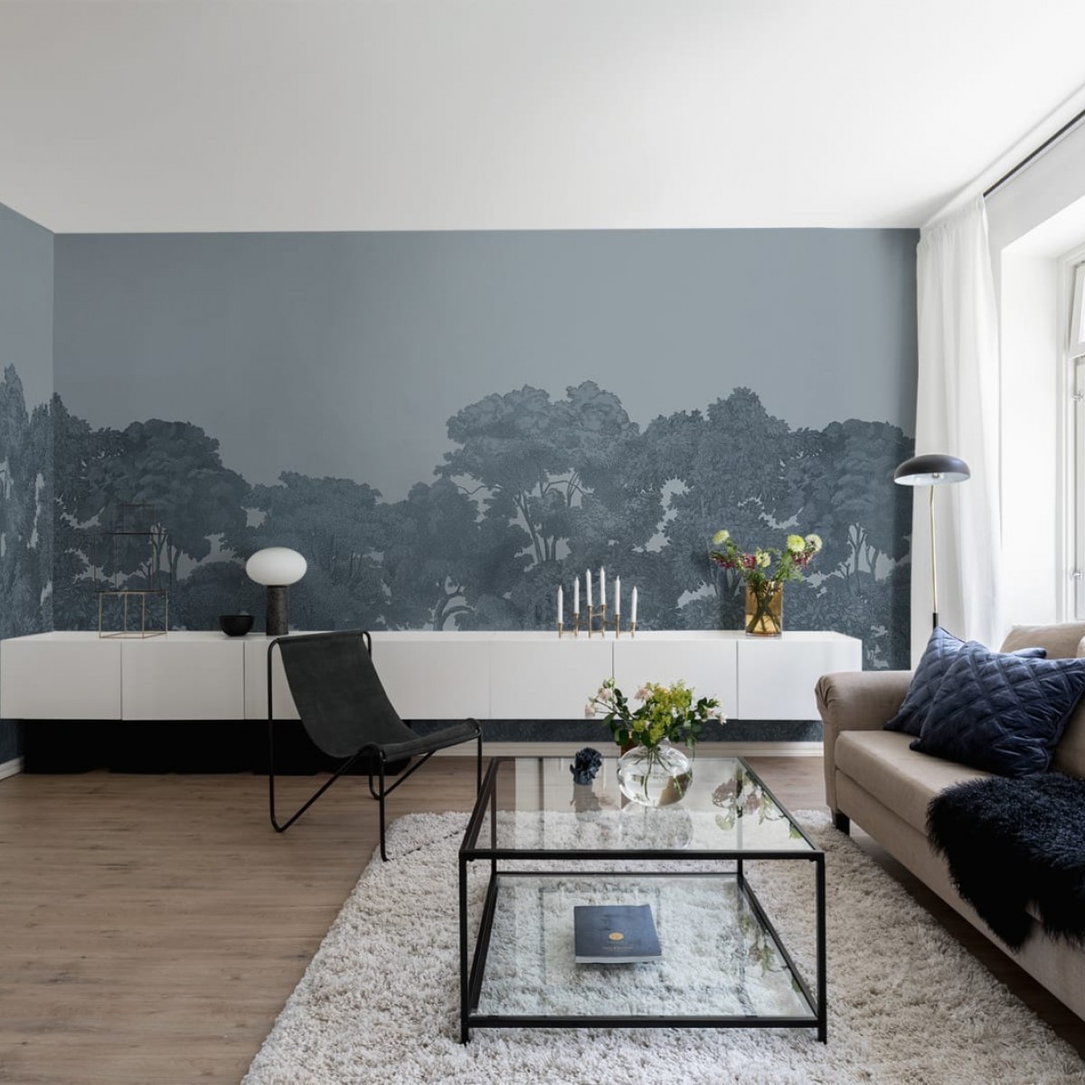 Foto tapet 3D Bellewood, Solid Blue personalizat, Rebel Walls