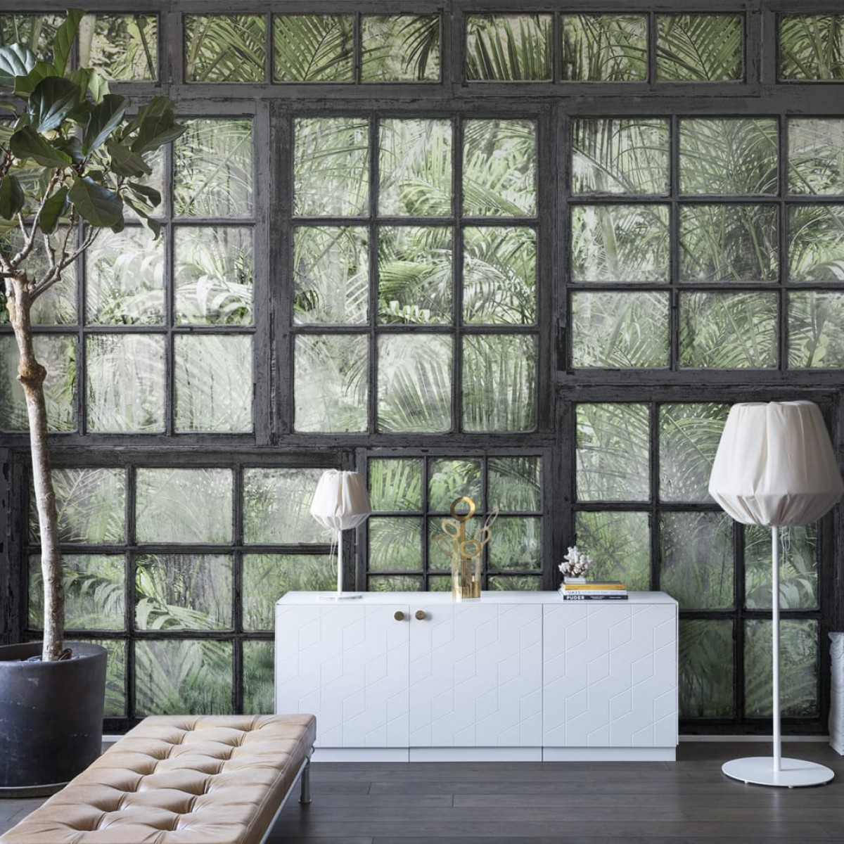 Foto tapet 3D Perspective Jardin, Noir, personalizat, Rebel Walls