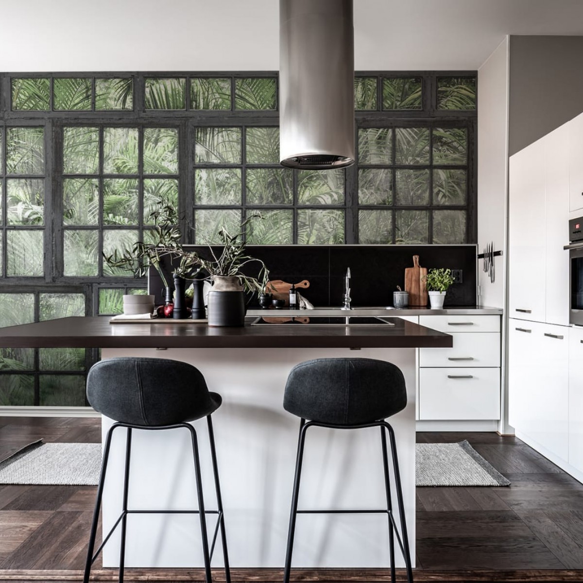 Foto tapet 3D Perspective Jardin, Noir, personalizat, Rebel Walls