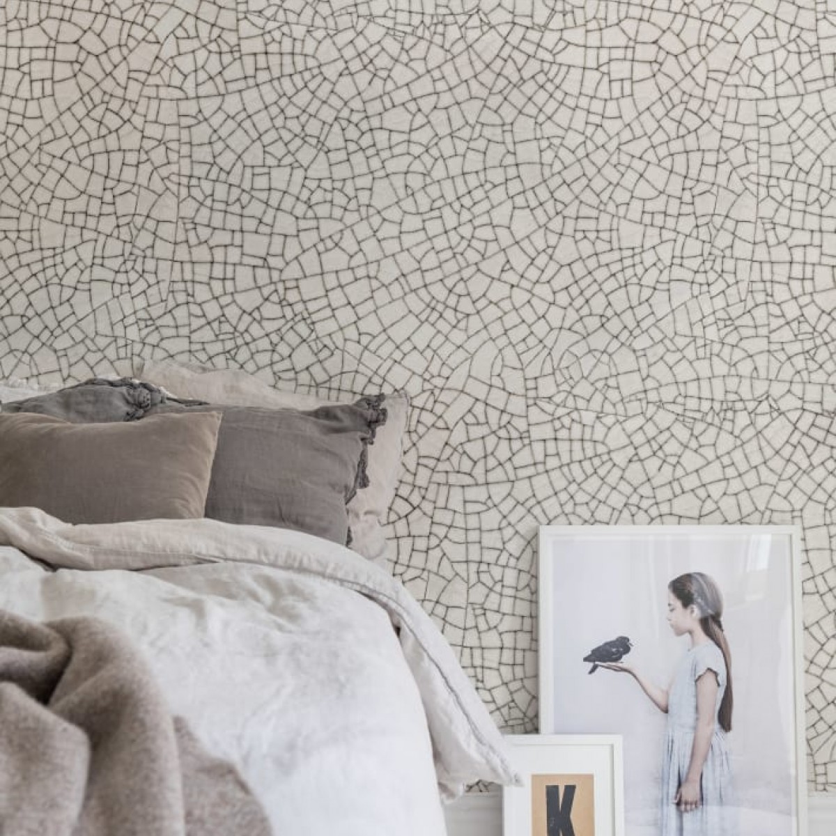 Foto tapet 3D Raku Crackle, Cream, personalizat, Rebel Walls