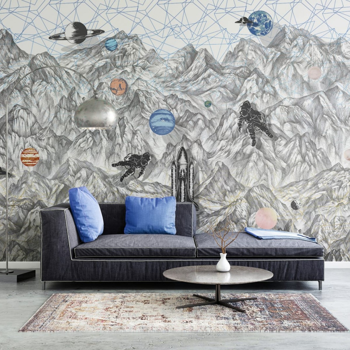 Foto tapet 3D Moon Rock Shadows, personalizat, Rebel Walls