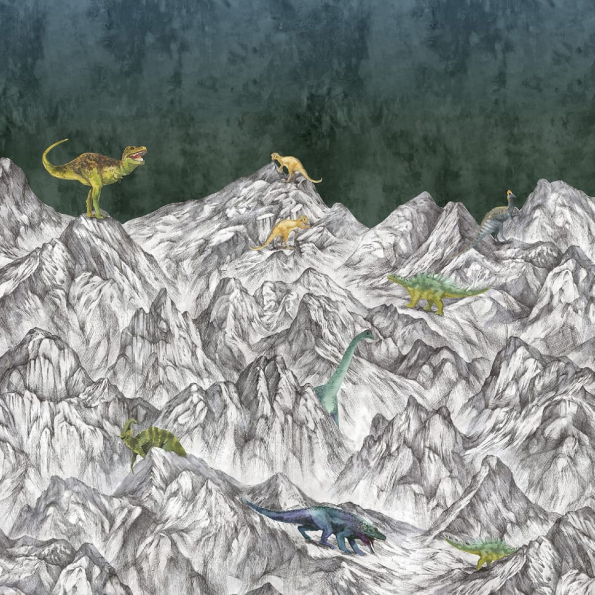 Foto tapet 3D Dinosaur Mountain, Nightfall, personalizat, Rebel Walls
