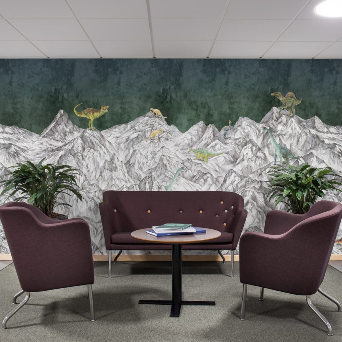 Foto tapet 3D Dinosaur Mountain, Nightfall, personalizat, Rebel Walls