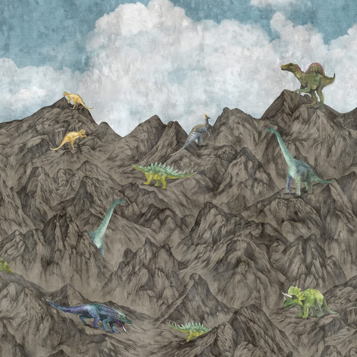 Foto tapet 3D Dinosaur Mountain, Day, Oxygen, personalizat, Rebel Walls
