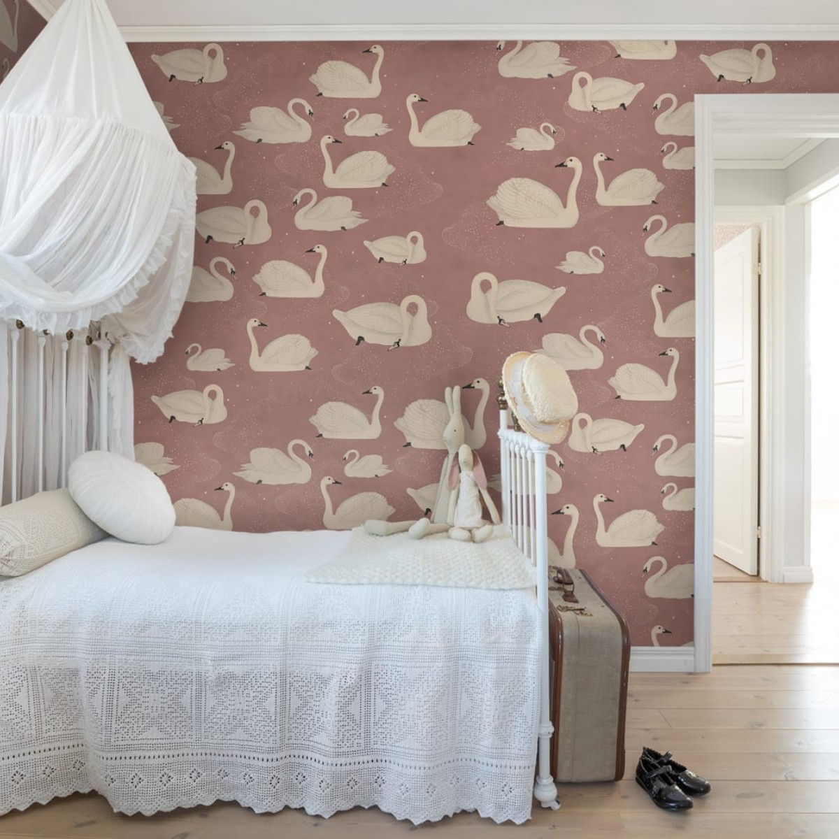 Foto tapet 3D Cygne, Rose, personalizat, Rebel Walls