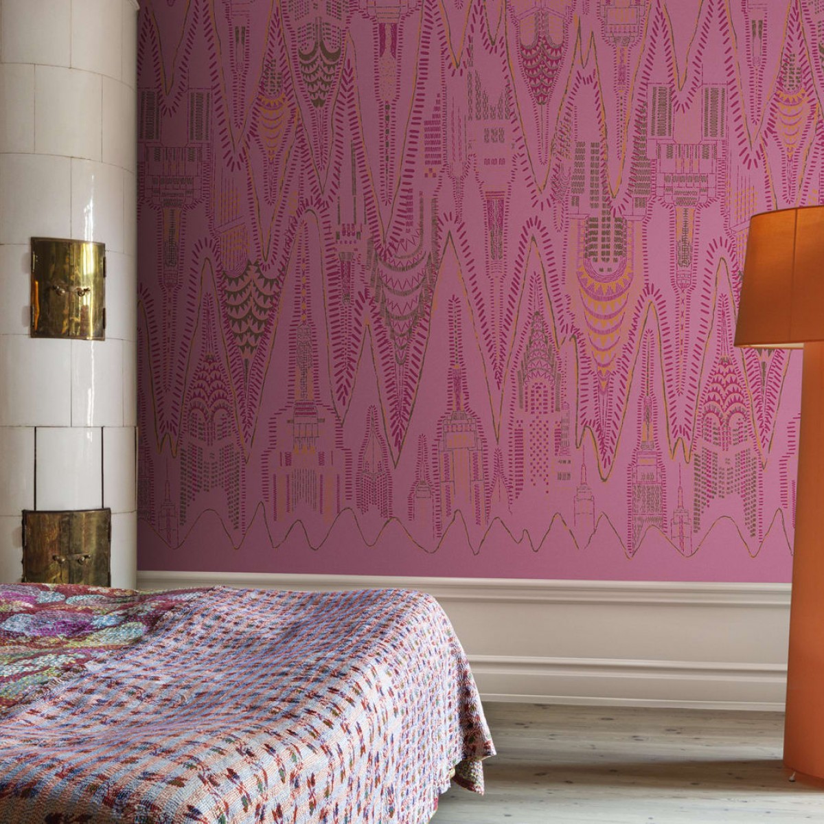 Foto tapet Manhattan, Hot Pink, personalizat, Rebel Walls, Fototapet living, Fototapet